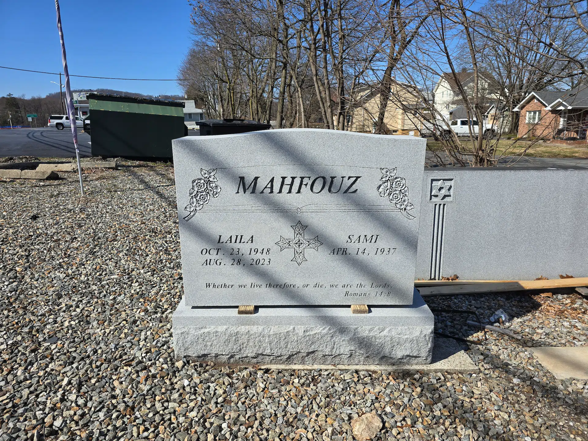 Granite Slant Headstone hand-carved by Slant Memorials in NJ — image 1
